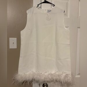 Elegant White Feathered Dress